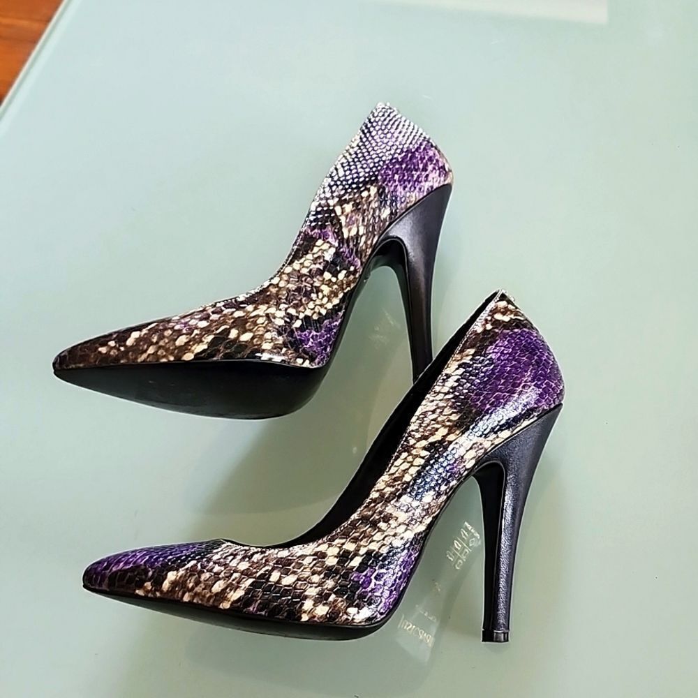 Robert Cavalli Just Cavalli Reptile Embossed Y2K Retro Heels Size 38 - Picture 7 of 11